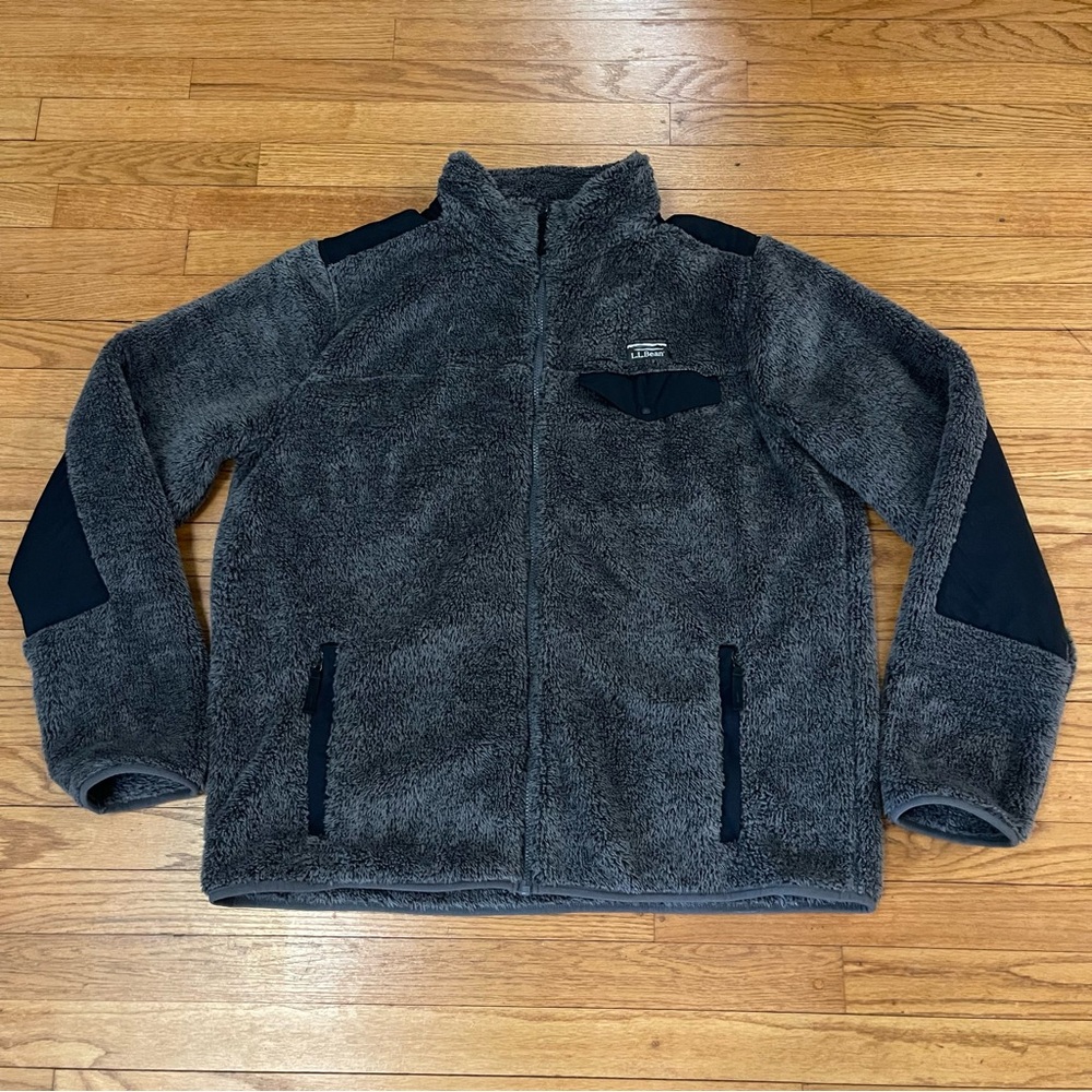 Men’s Gray L.L. Bean Hi-pile Sherpa Zip Up Fleece Jacket XL Tall